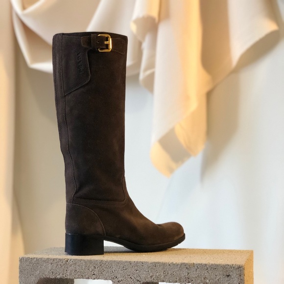 Prada - Brown Suede Riding Boot - Picture 2 of 8